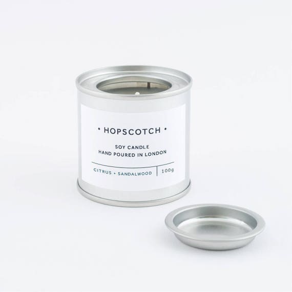 Citrus + Sandalwood Vegan Scented Candle — Hopscotch Candle Mini — Hand-poured 100% Soy Wax Container Candle