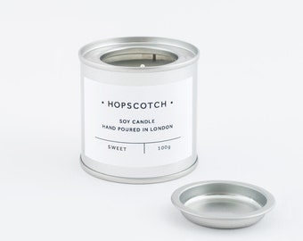 Vanilla Scented Vegan Candle — Hopscotch Candle Mini — Hand-poured 100% Soy Wax Container Candle