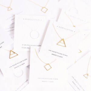 Double Triangle Necklace brass on a 14k Gold Filled Chain minimal geometric necklace image 3