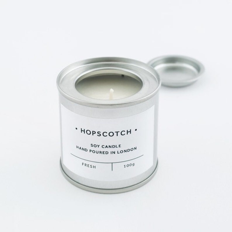 Fresh Scented Vegan Candle Hopscotch Candle Mini Hand-poured 100% Soy Wax Container Candle image 2