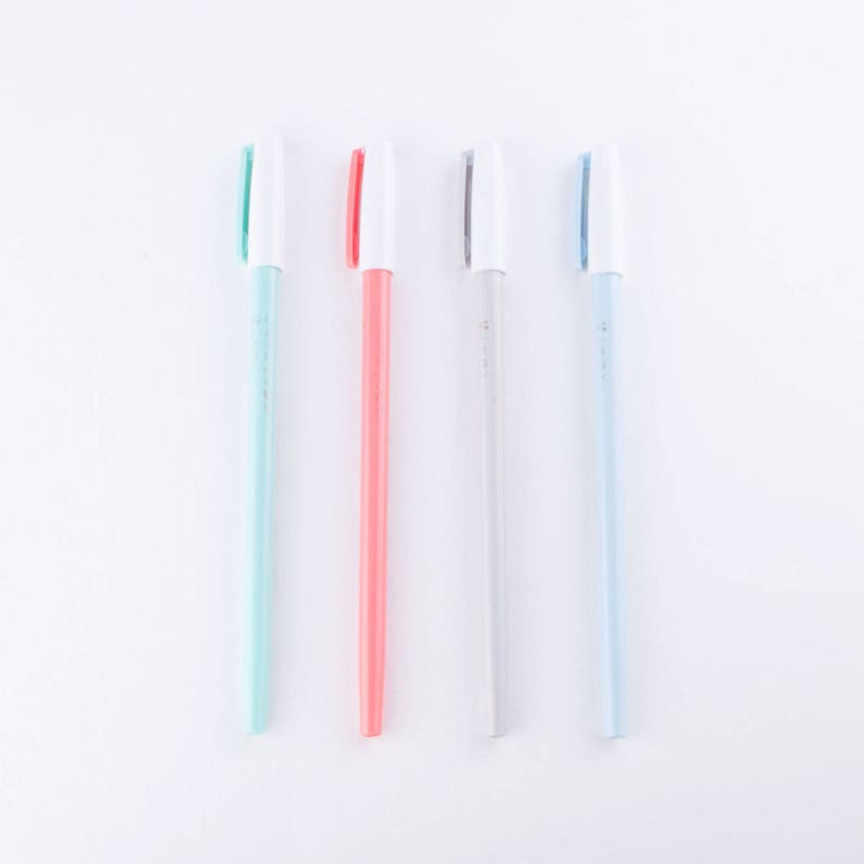 Colour Block Pen with Cap — Ball Point Pen — Black Ink — perfect cute stationery gift image 1