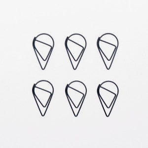 Six Teardrop Paperclips — Black Shaped Paperclips