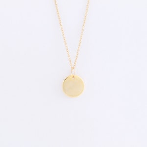 Gold Disc Necklace on a 14k Gold Filled Chain minimal geometric necklace image 1