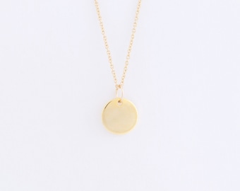 Gold Disc Necklace on a 14k Gold Filled Chain — minimal geometric necklace