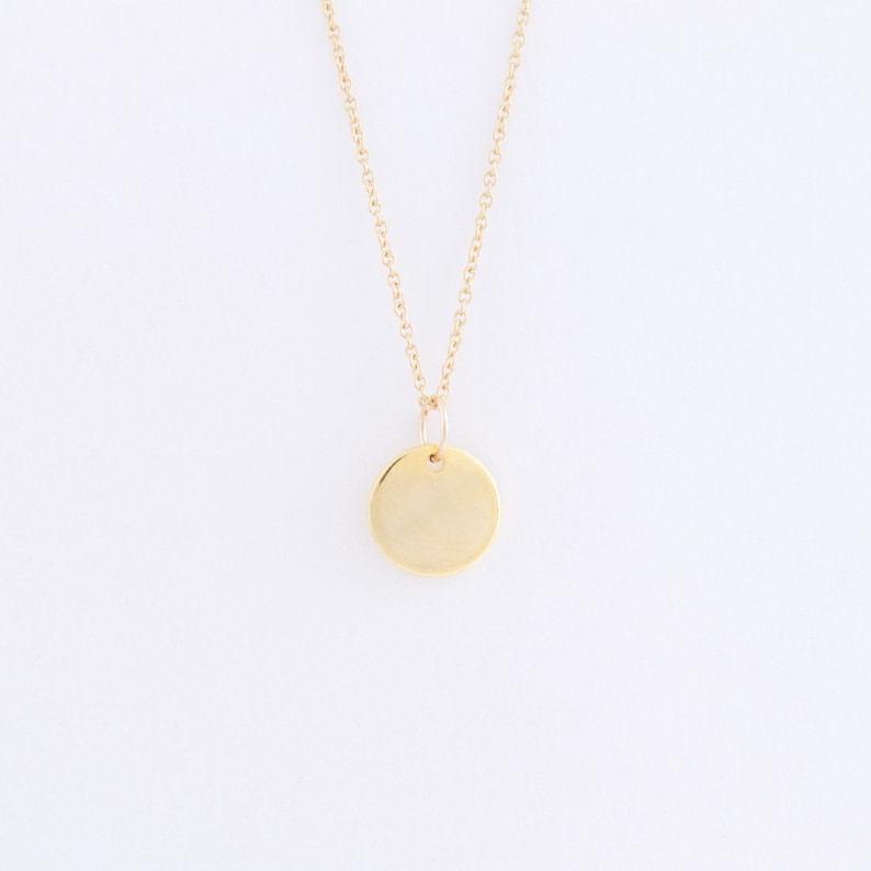 Gold Disc Necklace on a 14k Gold Filled Chain minimal geometric necklace image 1