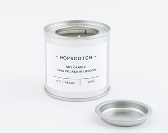 Fig + Melon Scented Vegan Candle — Hopscotch Candle Mini — Hand-poured 100% Soy Wax Container Candle
