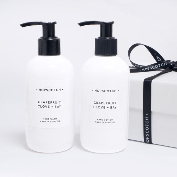 Grapefruit, Clove and Bay Hand Care Duo — Hand Wash and Hand Lotion Gift Set — All natural, vegan hand hydrater — cadeau pour elle