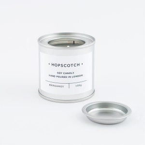 Bergamot Scented Vegan Candle — Hopscotch Candle Mini — Hand-poured 100% Soy Wax Container Candle