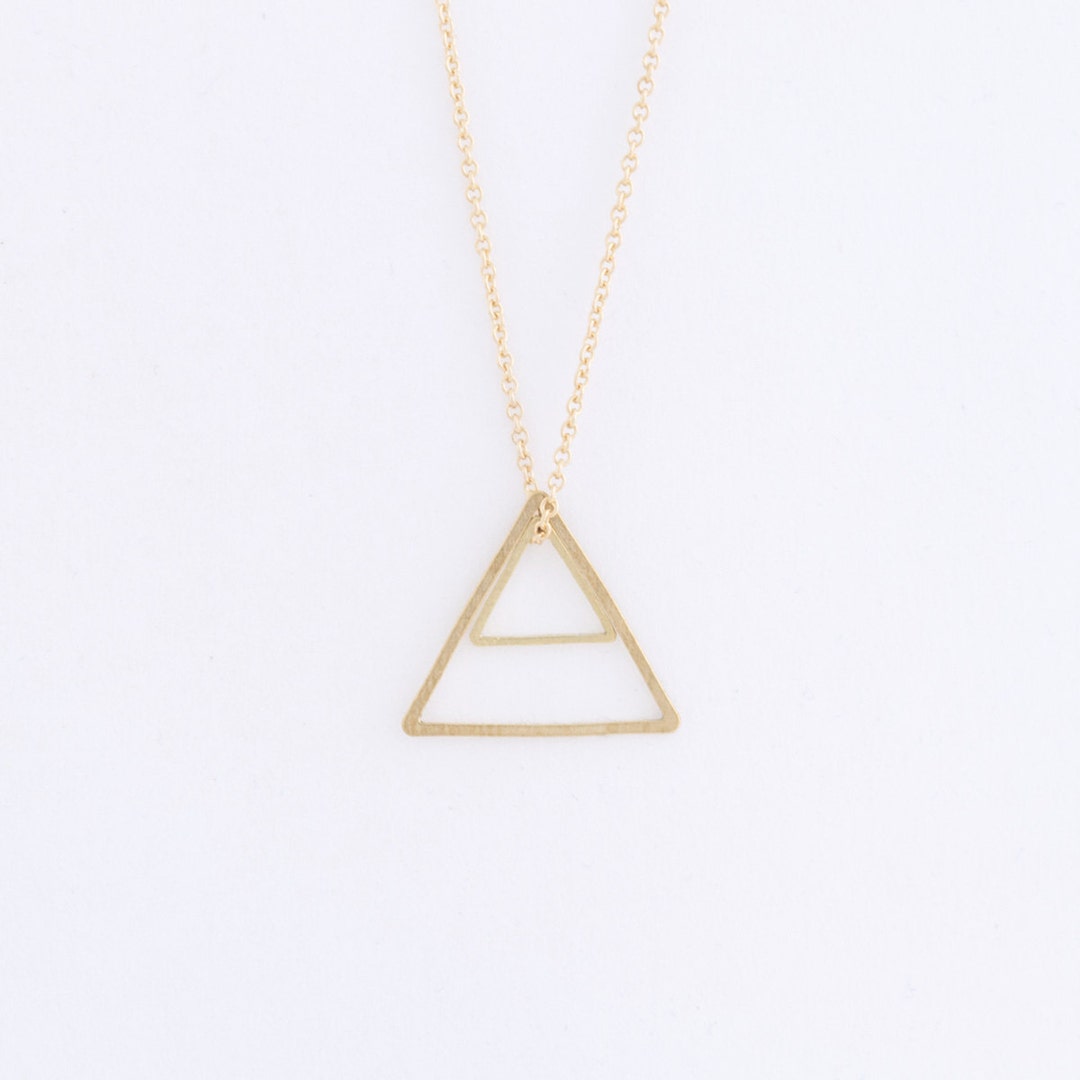 Double Triangle Necklace (brass) on a 14k Gold Filled Chain — Minimal ...