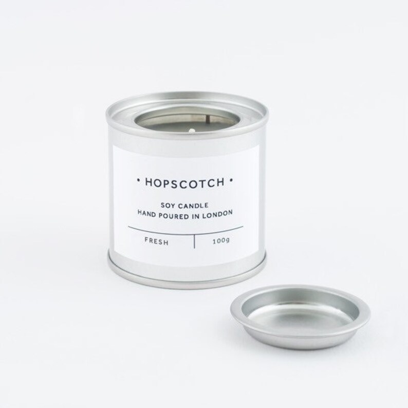 Fresh Scented Vegan Candle Hopscotch Candle Mini Hand-poured 100% Soy Wax Container Candle image 1