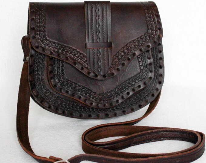 Hand Tooled and Embossed Leather Saddle Bag Bohemian Style Etsy