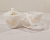 Federal Glass Golden Glory creamer and sugar bowl.