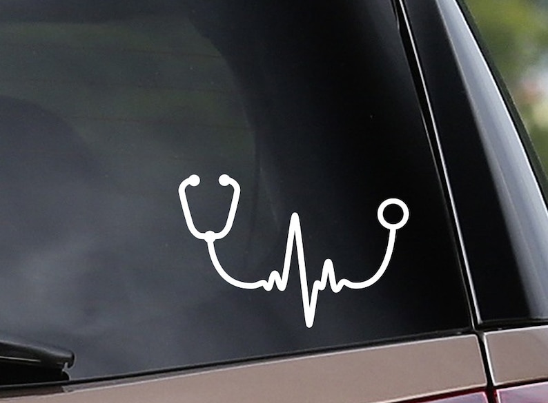 Stethoscope Heartbeat Nurse Doctor Vinyl Car Decal Etsy