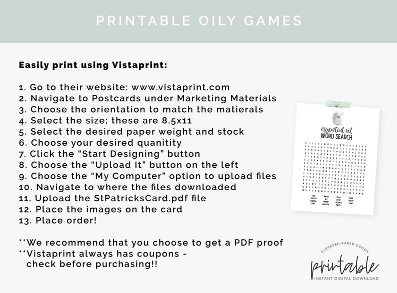PRINTABLE Essential Oil Games Oily Games Oily BINGO Oily Etsy