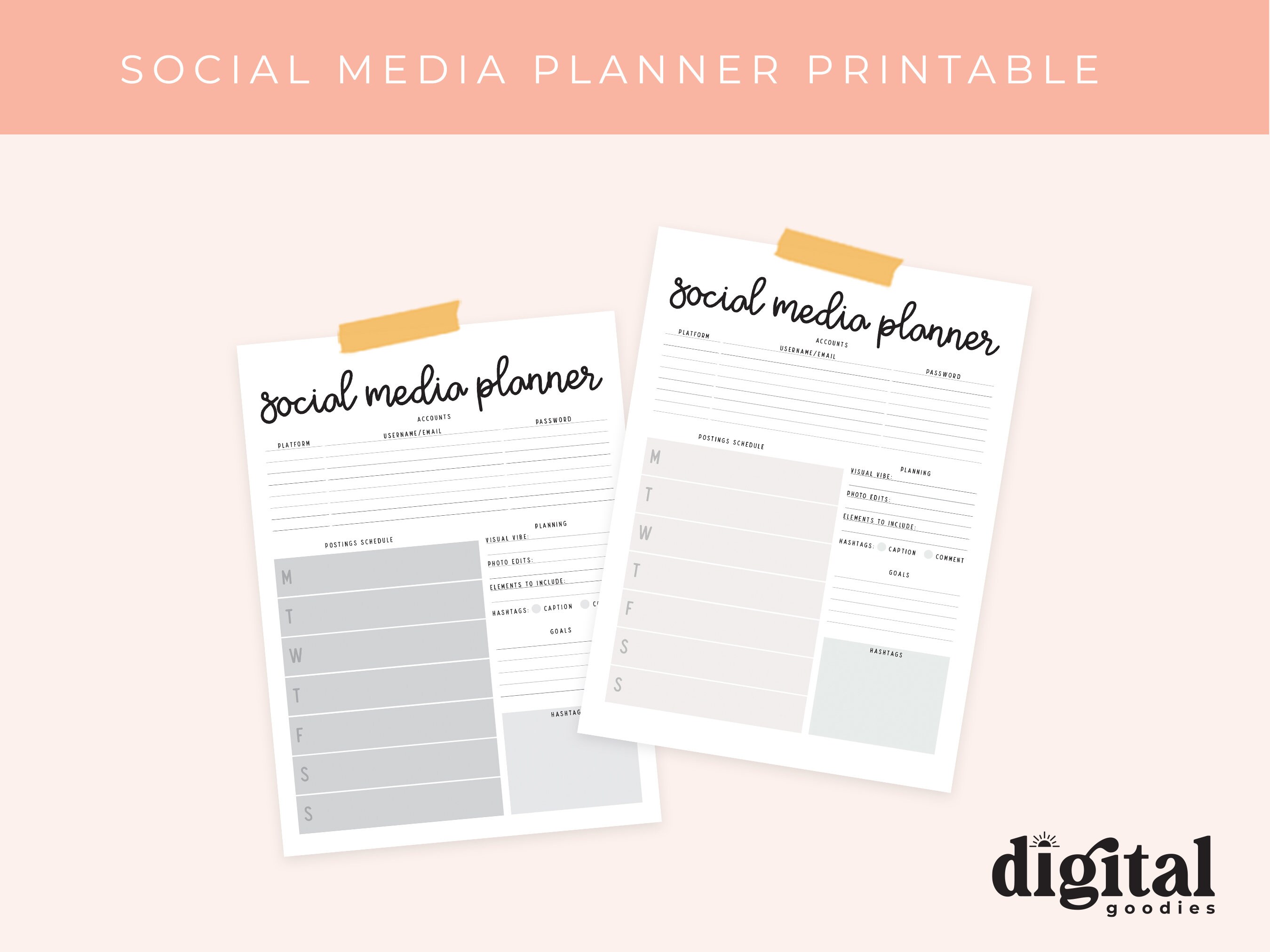 PRINTABLE Social Media Planner Sheet Social Media Worksheet | Etsy
