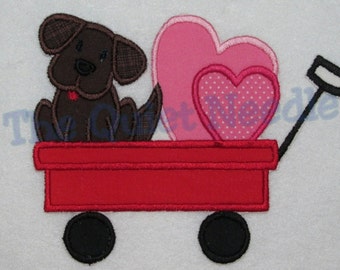 Valentine's Day Iron On Dog Heart Wagon Embroidered Fabric Applique Patch Childrens Kids Girls Birthday Iron On Shirt & Tutu Supplies