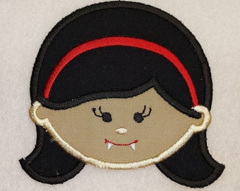 Halloween Vampire Girl Iron On Embroidery Applique Patch Craft and DIY Ideas MADE to ORDER 4 Size Options Sew On Applique Fast Shipping