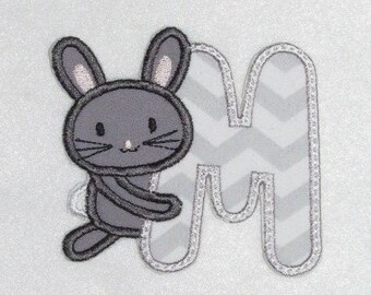 Bunny Letter Iron On - Monogram Iron On - Easter Embroidered Appliques - No Sew Patch - Shirt Iron On - Onesie Iron On - MADE to ORDER