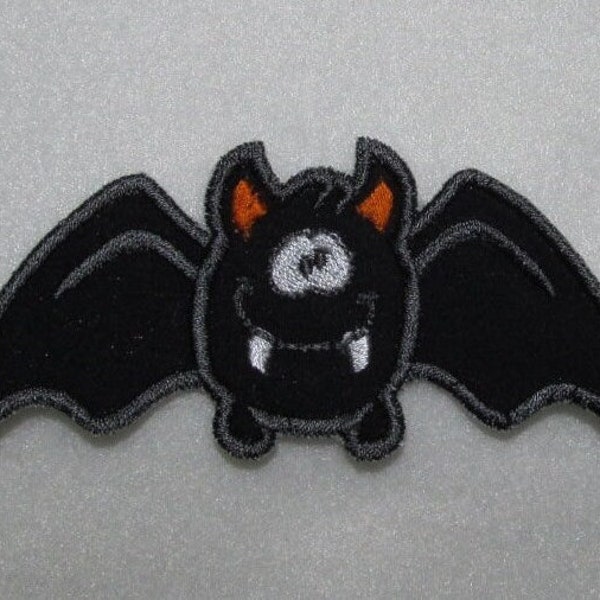 Halloween Bat Embroidery Applique Patch, Iron on or Sew on Options, Embellishment for Shirt Hat Costume Bib, MADE to ORDER, 2 Size Options