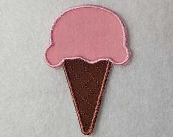 Ice Cream Cone Embroidery Applique Patch, Iron On or Sew On, Sugar Cone, Craft Ideas MADE To ORDER 3 Size Options, Multiple Color Options