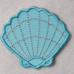 Seashell Embroidery Applique Patch, Iron On or Sew On Options, 4 Size Options, Summer Scallop Shell, MADE to ORDER, Custom Colors Available