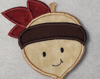 Indian Acorn Embroidery Applique Autumn Fall Patch, Iron On or Sew On Options, 4 Sizes Available, MADE to ORDER, Custom Colors Available