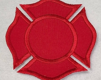 Firefighter Maltese Cross Embroidery Applique Patch, Iron On or Sew On Options, 4 Size Options, MADE to ORDER, Custom Colors Available