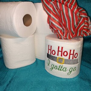 Regalo di Natale con carta igienica ricamata, regalo gag, regalo elefante bianco - Ho Ho Ho I Gotta Go