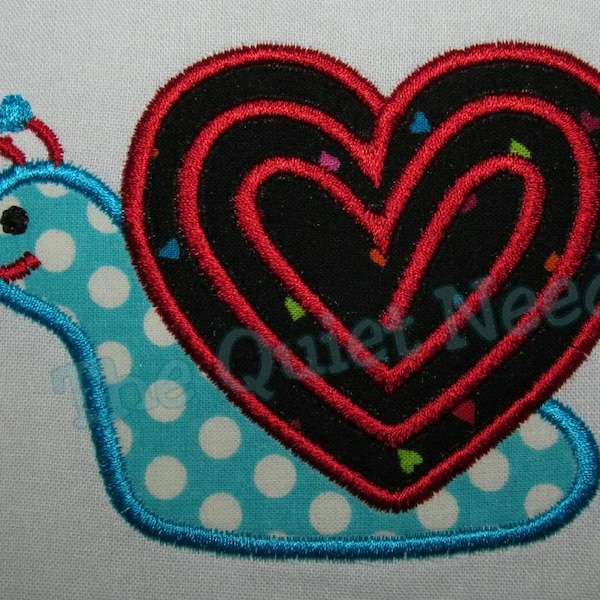 Snail with Heart Shell Iron On or Sew On Embroidered Fabric Applique Patch Children Kids Shirt Decal Tutu Iron On Custom MADE to ORDER
