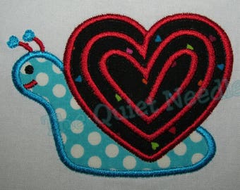 Snail with Heart Shell Iron On or Sew On Embroidered Fabric Applique Patch Children Kids Shirt Decal Tutu Iron On Custom MADE to ORDER