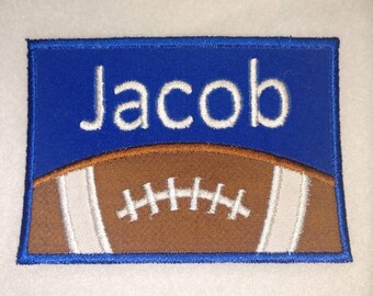 Monogram Football Embroidery Iron On or Sew On Applique Patch.  Custom Football Iron On.  Fast Shipping.  Multiple Size and Color Options