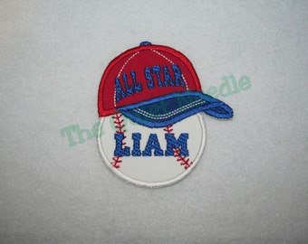 Custom Baseball Softball Monogram Name Iron On or Sew On Embroidered Fabric Applique Patch Children Kids Girl Boy Clothing TShirt Decal