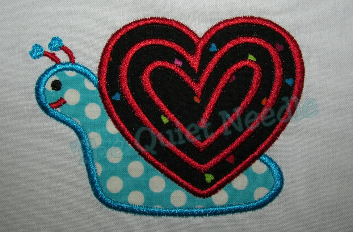 Snail with Heart Shell Iron On or Sew On Embroidered Fabric Etsy