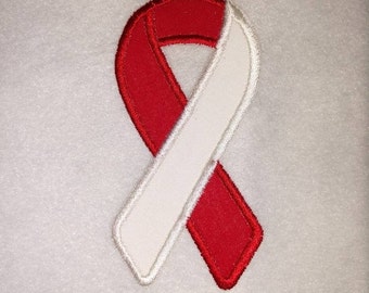 Oral Cancer Awareness Ribbon Iron On Embroidery Applique Patch.  Sew On Available.  Fast Shipping. Multiple Size and Color Options.