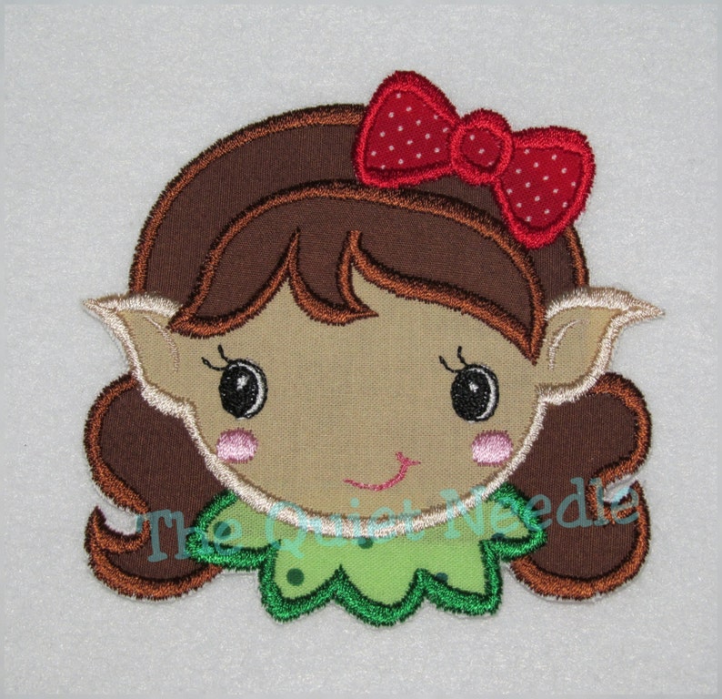Custom Colors Available MADE To ORDER No Sew Applique Girl Elf Iron On Christmas Applique Embellishment Embroidered Applique Patch
