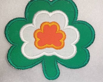 Irish Triple Shamrock Iron On Patch St Patrick's Day Embroidery Applique MADE to ORDER Shirt Iron On 4 Sizes Available Decal Embellishment