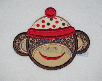 Sock Monkey Embroidered Iron On or Sew On Applique Patch MADE to ORDER Custom Color Childrens Kids Baby Patch TShirt Clothing Tutu Decal