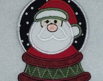 Santa Claus Snow Globe Embroidery Applique Patch, Iron On or Sew On, MADE To ORDER, Holiday Decal Embellishment, 2 Size Options