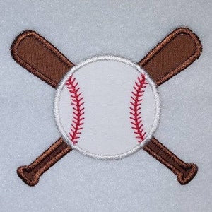 Baseball and Bats Iron On Embroidered Applique Patch Custom Requests Welcome MADE to ORDER Apparel and Craft Decal Embellished 4 Sizes