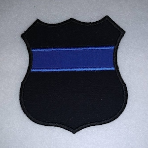 Thin Blue Line Iron On Patch Police Shield Embroidered Applique Patch TBL Law Enforcement Support Iron On Decal MADE To ORDER Custom
