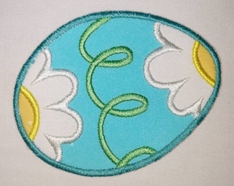 Flower Easter Egg Iron On Embroidery Applique Patch MADE to ORDER Easter Craft DIY Ideas Clothing Embellishment Iron On 3 Sizes Available