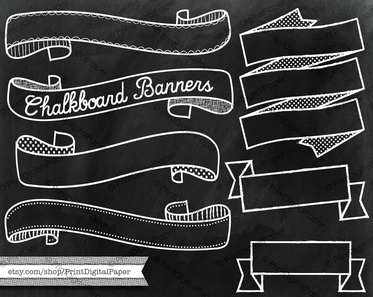 Download Chalkboard Texture And Banners Clip Art Chalk Drawn Vector Png