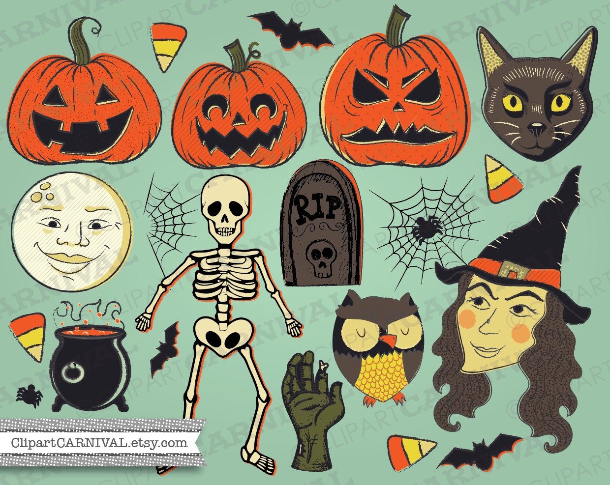 Witch Face Creepy Halloween Clipart