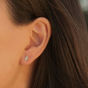 Minimalist Earrings Packed in a Teabag Cactus Stud Earrings Gold Cactus Small Cactus Earrings Cactus Dainty Earrings Gold Cactus Studs