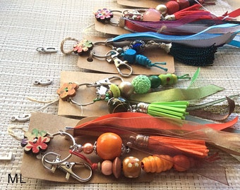 Ribbons and Beads Key Chain/ Handbag / Backpack / School /Travel Bag/Junk Journal Key Ring/Bag Tag