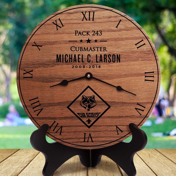 Gifts for Cubmaster - Cubscout Leader Gift - Packleader for Cub Scouts - Custom Name - Personalized Cub Scout Gift - Scouts Honor Clock