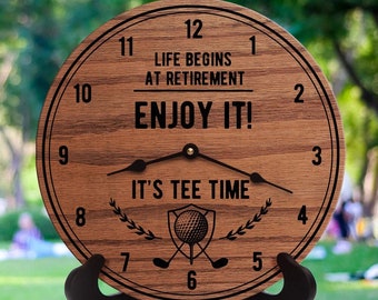 Retirement Gifts for Man - For Male Boss - Men&#39;s Retirement - Life Begins at Retirement Enjoy It! Retirement Gift - Tee Time (Golf) - 0881