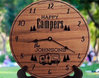 Camper Decor - Happy Campers - Custom Last Name - Family Name - RV Decor - Camper Trailer - Towable RV Camper - 0472