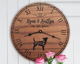 Personalized Jack Russell Terrier Family Oak Clock: Engraved Dog Lover Gift