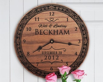 Newly Wed Couple Gifts for Her - Newly Wed Couple Gifts - Personalize Gifts For Couple - Modern - Wooden - Veiled Union Clock - 1036